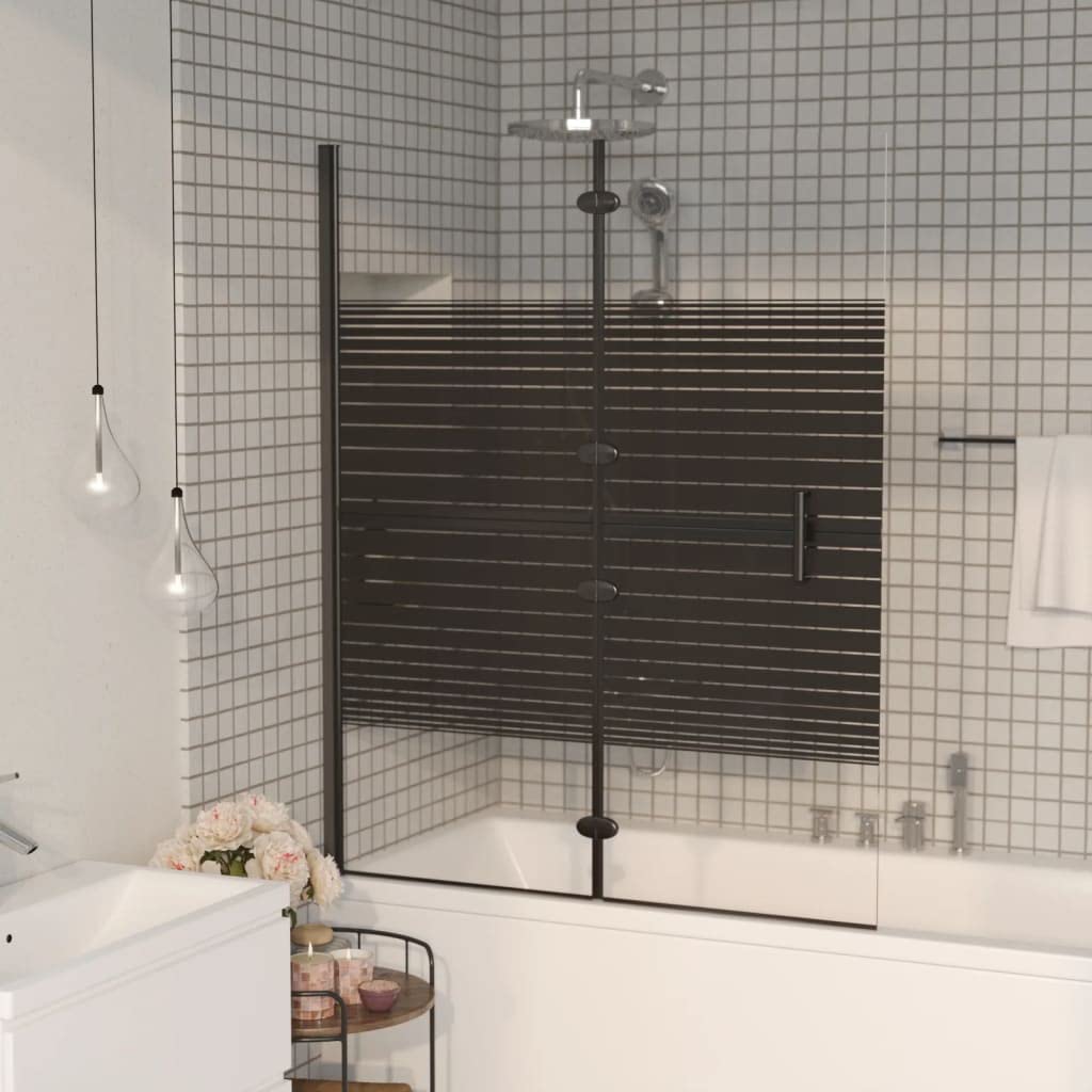 Box doccia pieghevole in vetro temperato ESG, con telaio in alluminio, 120 x 140 cm, colore nero, box doccia pieghevole per ristrutturazione del bagno
