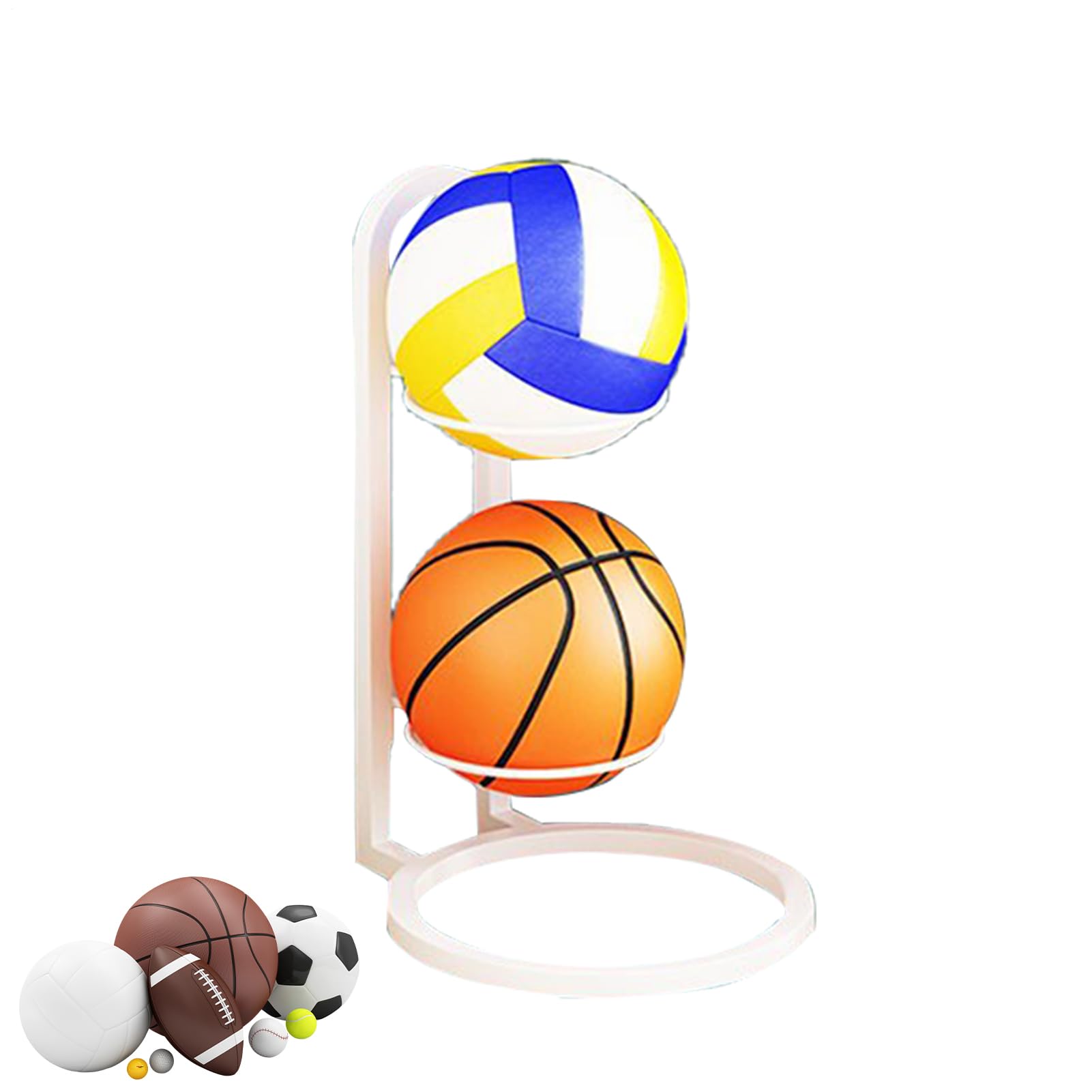 Dubbulon Soporte De Baloncesto - Estante para Almacenamiento De Pelotas Baloncesto | Soporte para Bolas De Metal | Estante De Exhibición De Montaje En Pared para Balón De Fútbol, Baloncesto, Voleibol — view 8