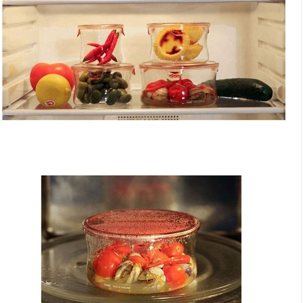 Brotdose, Bento-Boxen, Glas-Lunchbox; hitzebeständige Mikrowellenbox mit Li