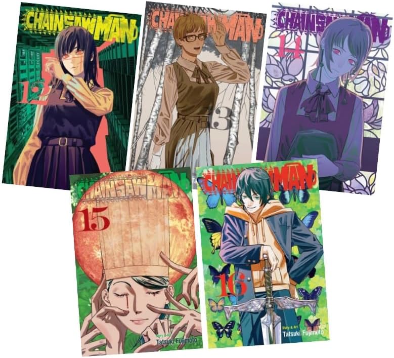 Conjunto de 5 libros Manga de la serie Chainsaw Man (Vol. 12 - Vol.16)