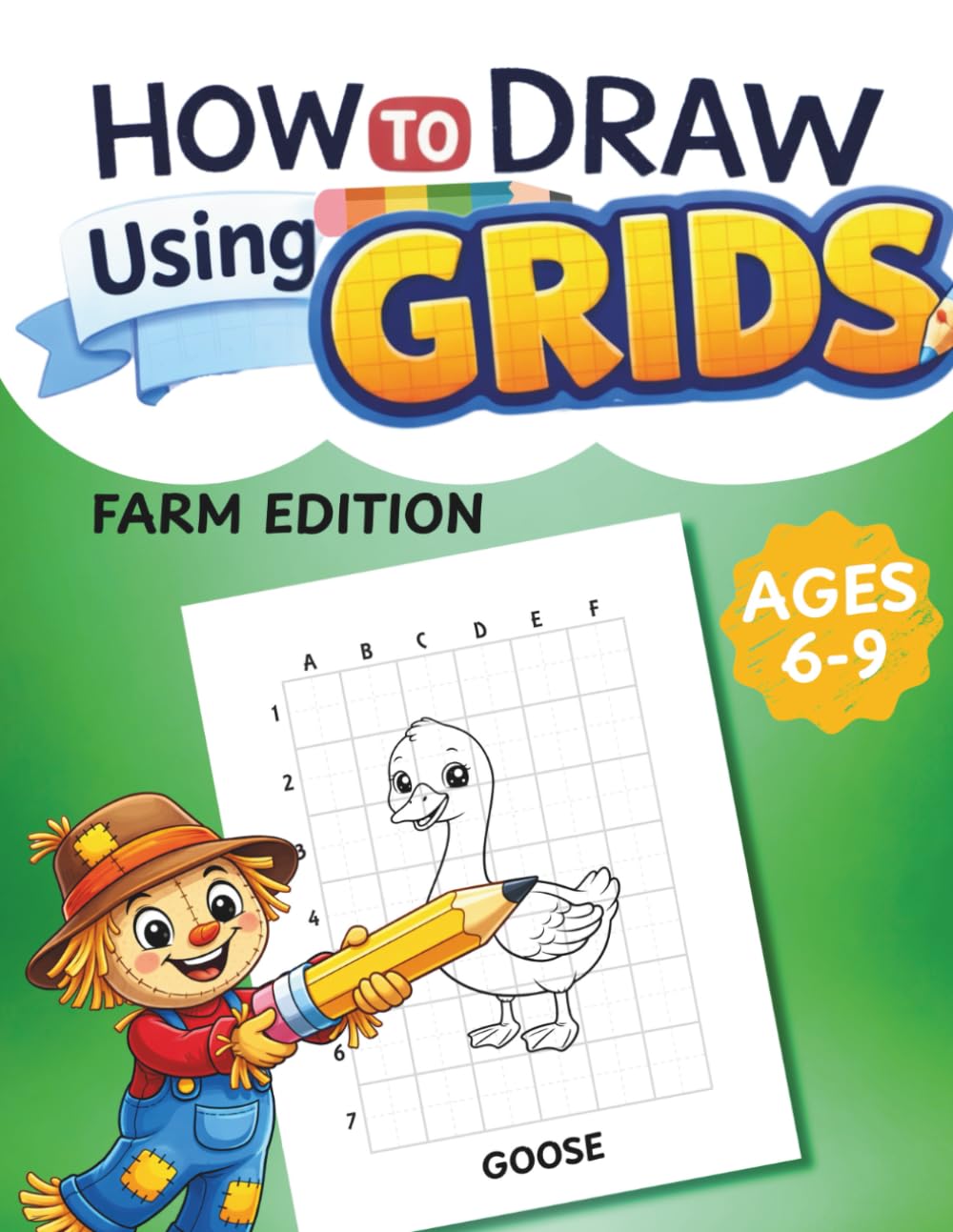 How To Draw Using Grids: Step-by-Step Grid Drawing Fun for Kids Ages 6–9 | Learn to Draw Cute Farm Animals with Easy Guided Practice