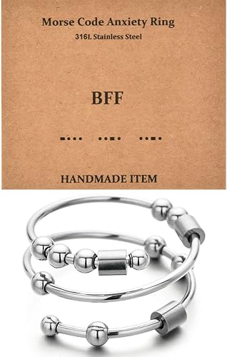 GOGOEY Morse Code Rings for Women, Stainless Steel Spinner Ring Fidget Rings for Anxiety Ring Morse Code Rings Inspirational Gifts Jewelry Women