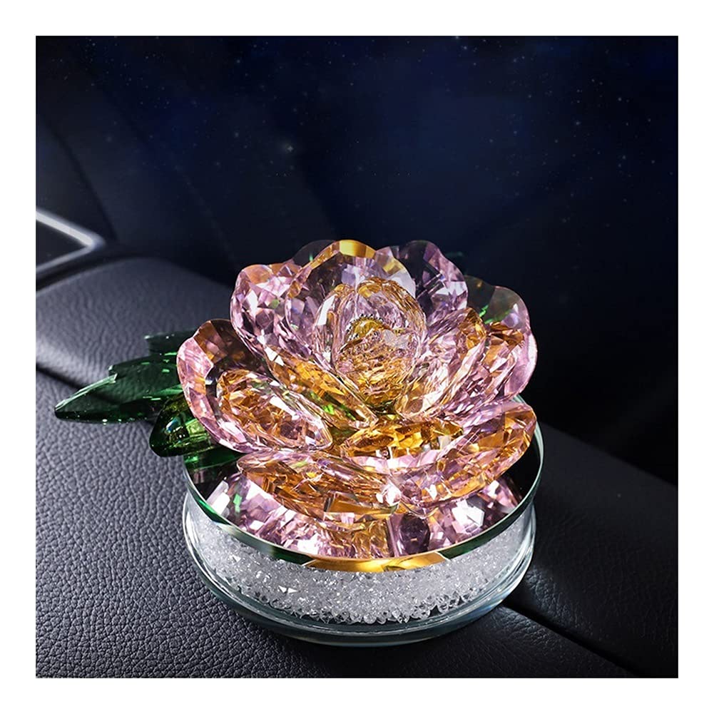 Salud y hogar Crystal Lotus Flowers Figurines Car Perfume Seat Crystal Lotus Craft Decoración del hogar (color: rosa)