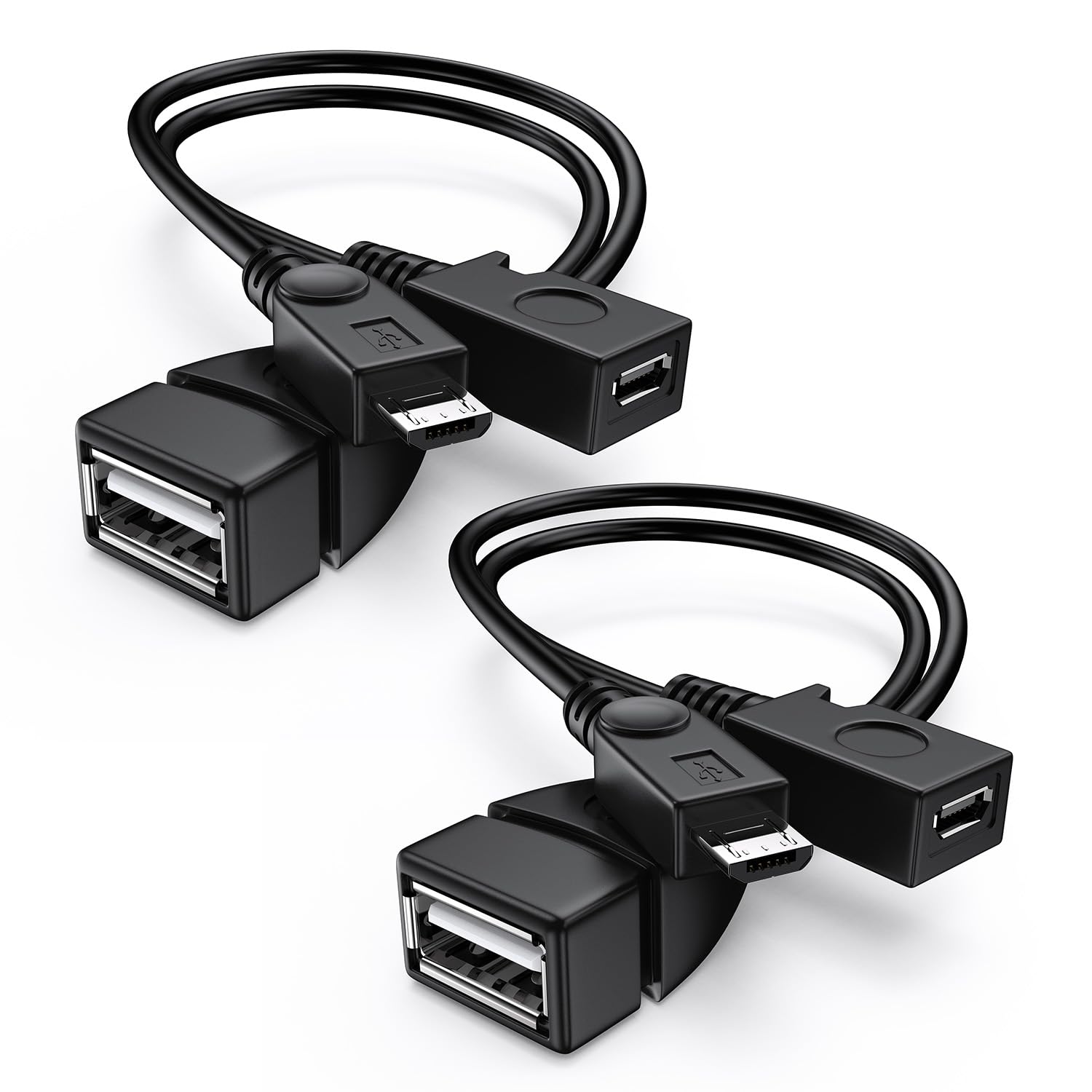 ANDTOBO 2 in 1 Micro USB OTG Adapter with Power for Fire Stick/Host Devices etc- (2 Pack, Black)