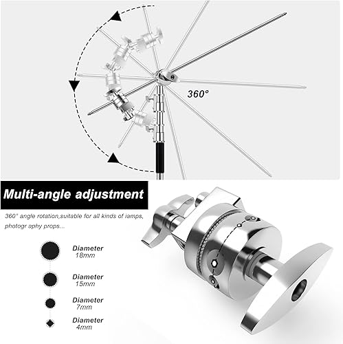 Miniatura 3 de Soporte C con Brazo Articulado - Soporte de Luz para Fotografía, Altura Máxima 10.5 pies320 cm, Brazo de Sujeción 4.2 pies128 cm, Acero Inoxidable