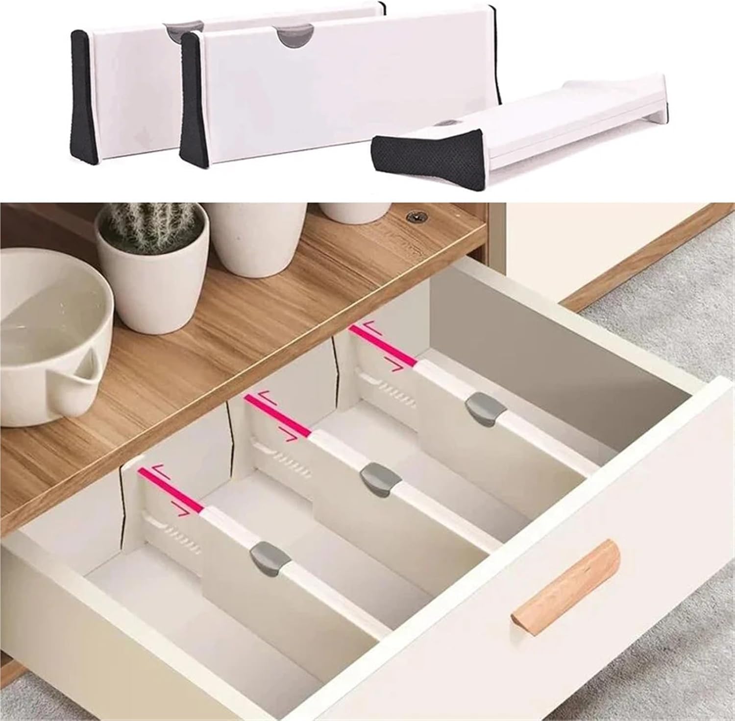 2/3 Pack Drawer Dividers Organizer Retractable Adjustable Storage Partition Holder Clapboard Kitchen For Clothes(L-2pcs)