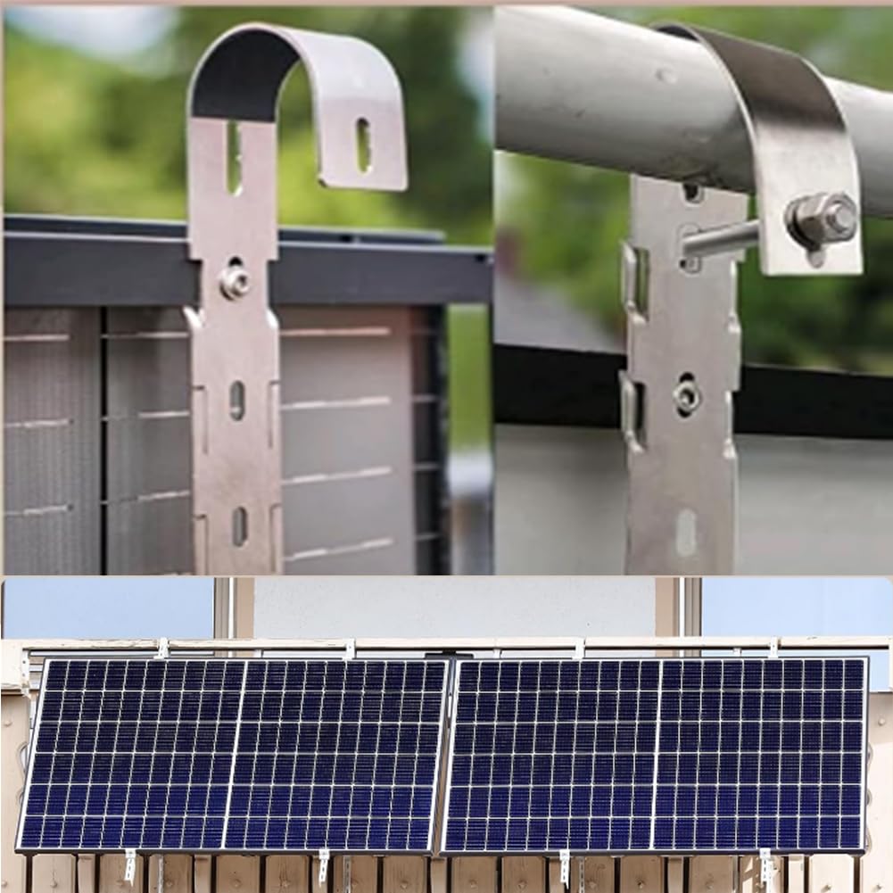 2 pièces Fixation Panneau Solaire,Support de Module Solaire Balcon,Support Panneau Solaire,pour centrale solaire balcon balustrade support pour modules solaires P-V supports