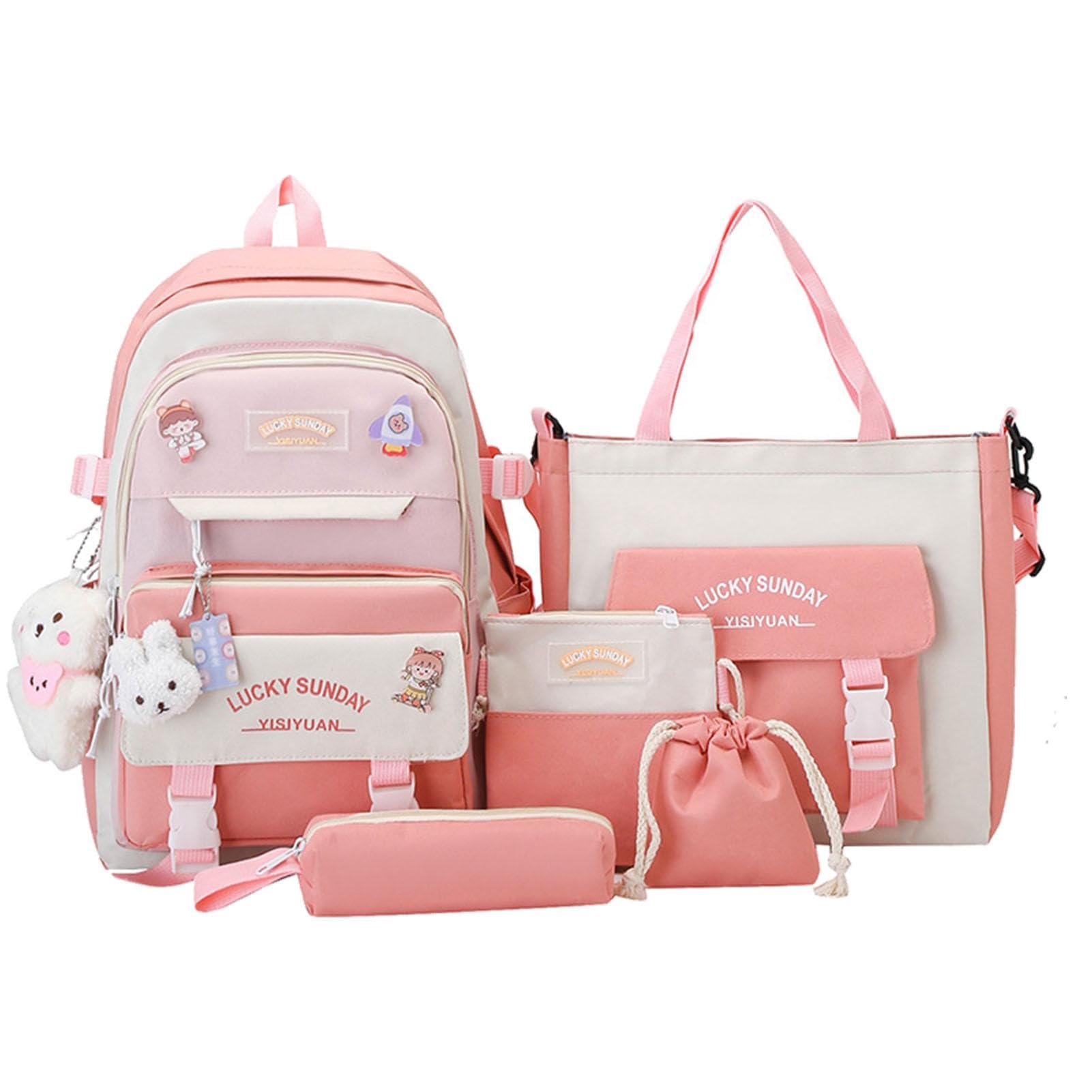 Generisch Juego de mochila escolar para adolescentes, juego combinado para mochilas de lona, mochila escolar para niños, niñas, adolescentes y estudiantes