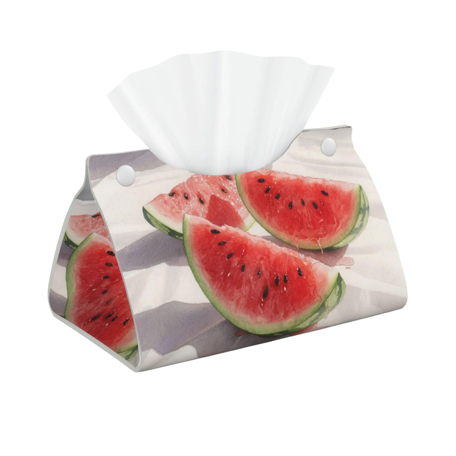 Pu Leather Tissue Box Cover, Watermelon Red Slices Rectangle Tissue Case Covers Decorative Tissue Box Holder Waterproof Tissue Holder Organizer for Bathroom Home Office