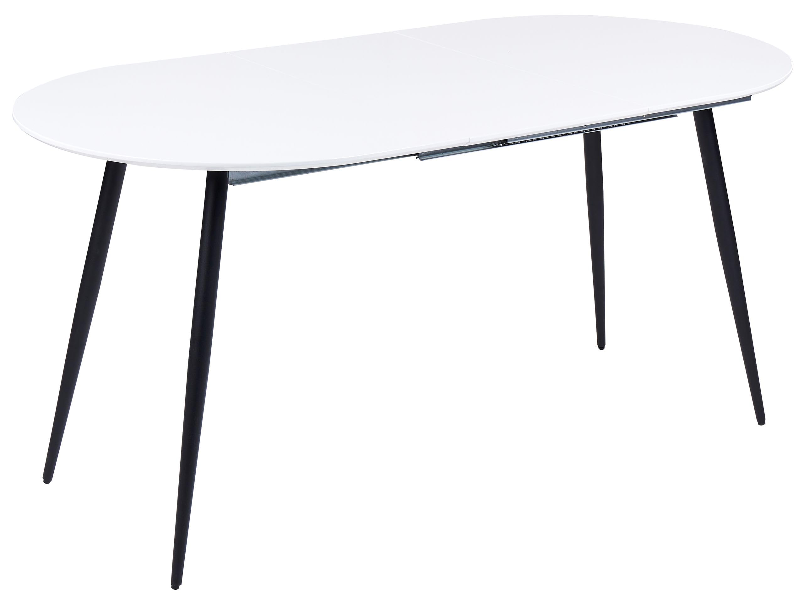 Beliani Tavolo da pranzo ovale allungabile moderno con piano in MDF e gambe in acciaio, bianco e nero 120/​160 x 80 cm Starverto