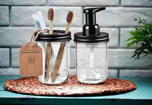 Miniatura 5 de SheeChung Accesorios de baño, soporte para cepillo de dientes, dispensador de jabón espumoso, decoración de baño, juego de accesorios de baño,