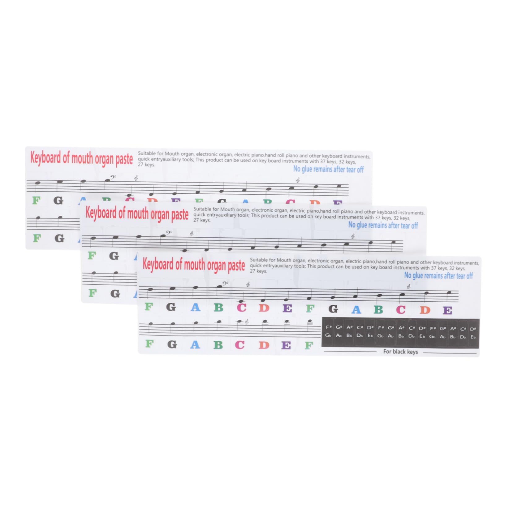 SAFIGLE Keyboard Stickers 3 Pack Harmonica Practice Decals Child Piano Stickers Accordion Learning Decals Boys and Girls Instruments