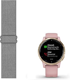 C2D JOY Stretchy Loop Strap Compatible withGarmin Forerunner 255S Venu 2S and vivoactive 4S Watch Band Adjustable Elastic Nylon Wristband - 18MM Gray