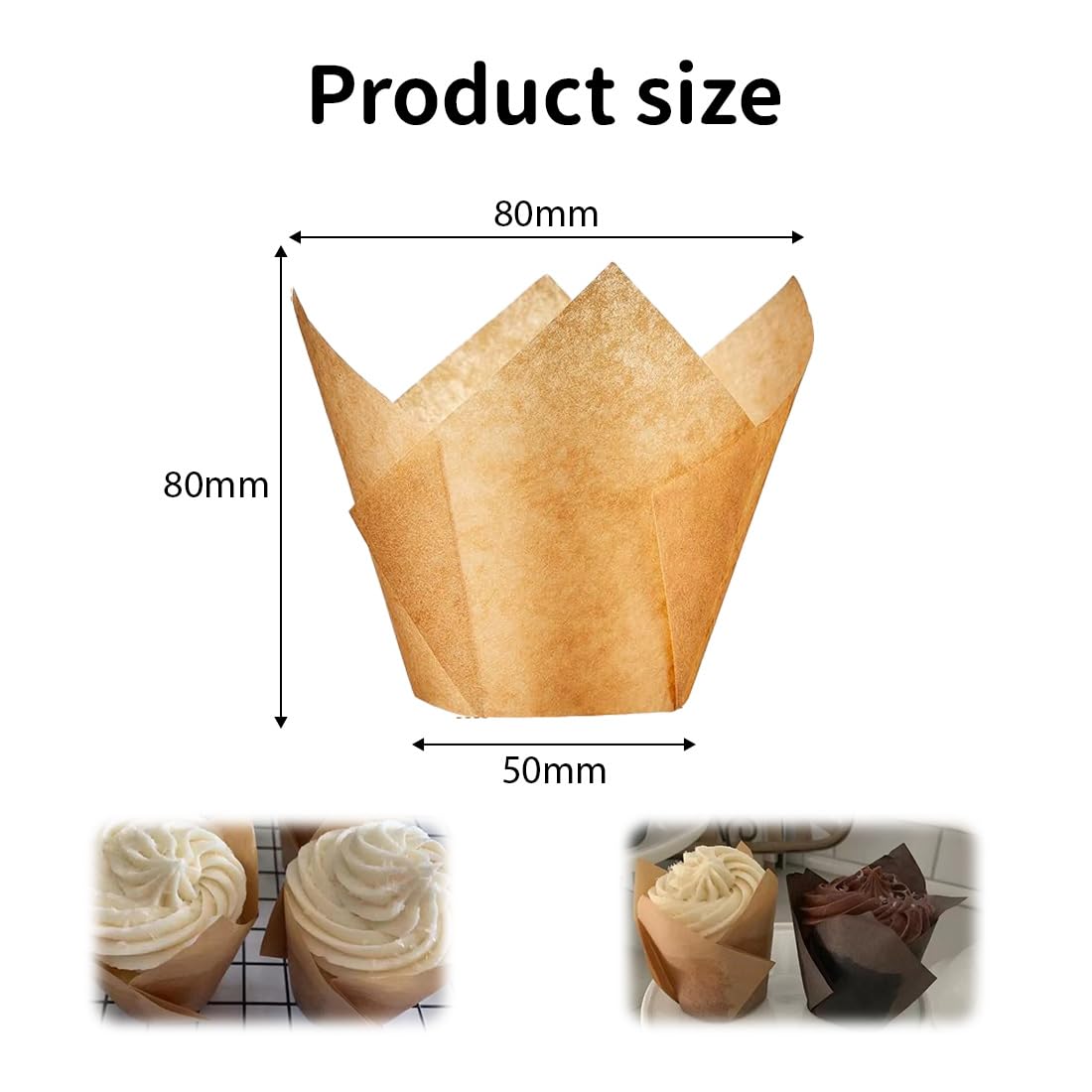 NJCXOLA 150 Caissettes Cupcake Tulipe - Moules Pâtisserie Mariages Et Fêtes (3 Couleurs)