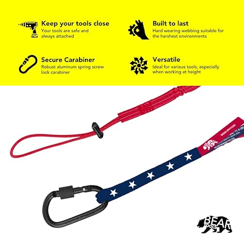 Miniatura 3 de BearTOOLS Cordón de seguridad para herramientas de seguridad con bandera de Estados Unidos, correa resistente para andamios, Stop The Drops,