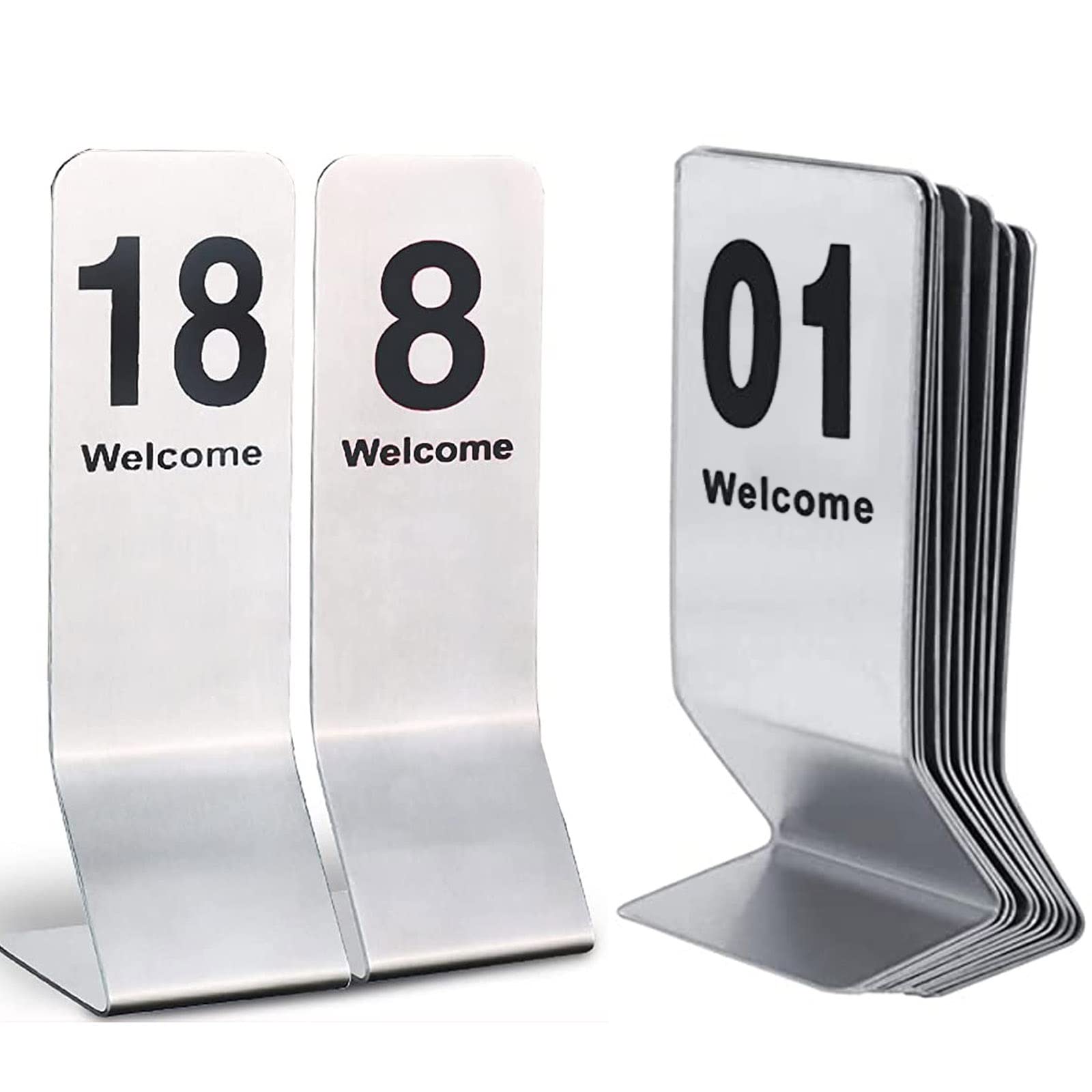 MYUYEE Table Numbers 1-25/50 Metal Table Card, Double-Sided Standing Table Number, Table Numbers Cycle Used, Perfect For Restaurants, Establishments & Special Events (45682-15.5 * 6Cm)