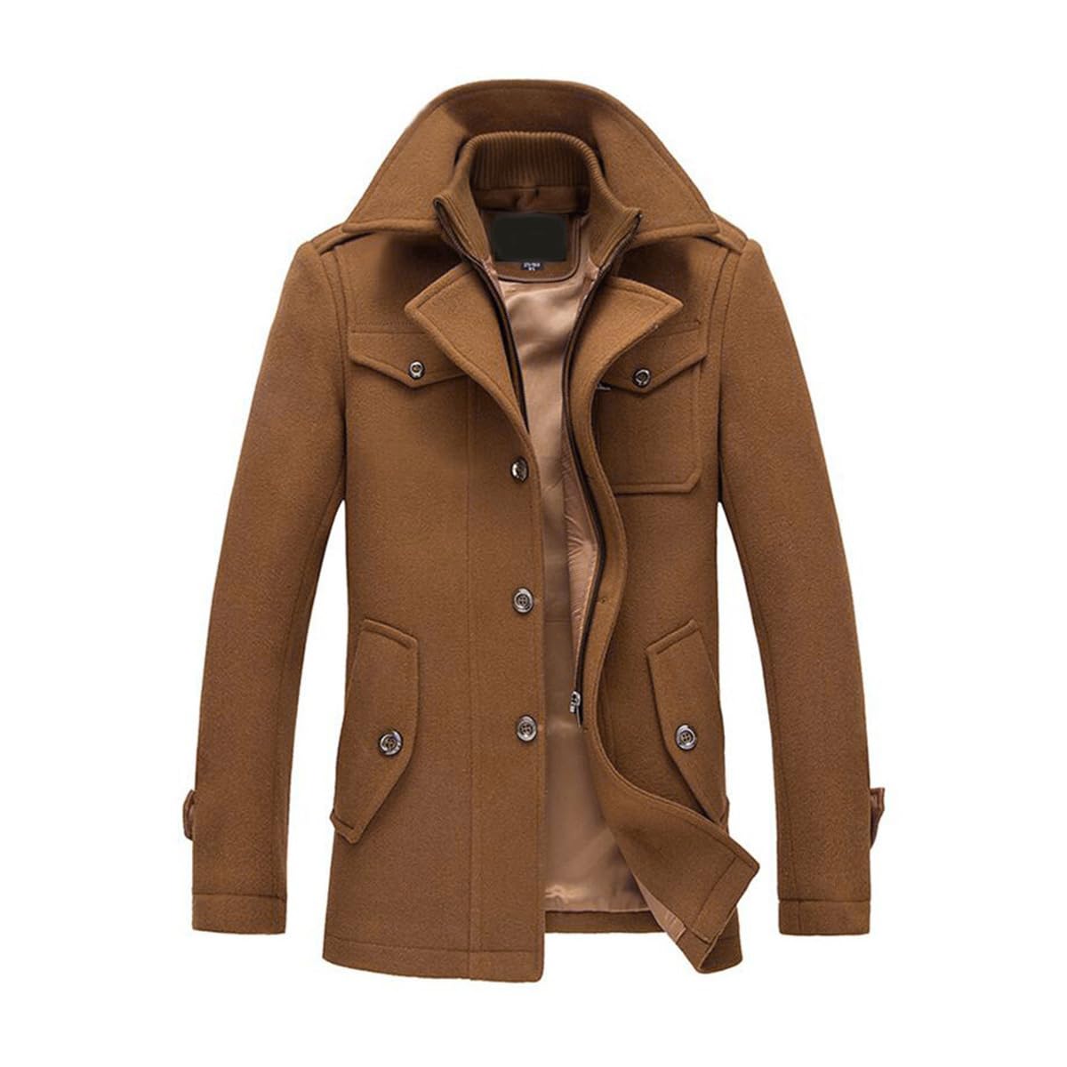 YOUTHUP Cappotti per Uomo Giacche di Lana Elegante Trincea Cappotto Invernale Regular Fit