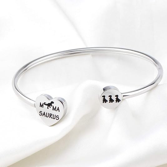 Mamasaurus And Babysaurus Dinosaur Bar Necklace - Stainless Steel Family Jewelry Gift For New Moms - View #4