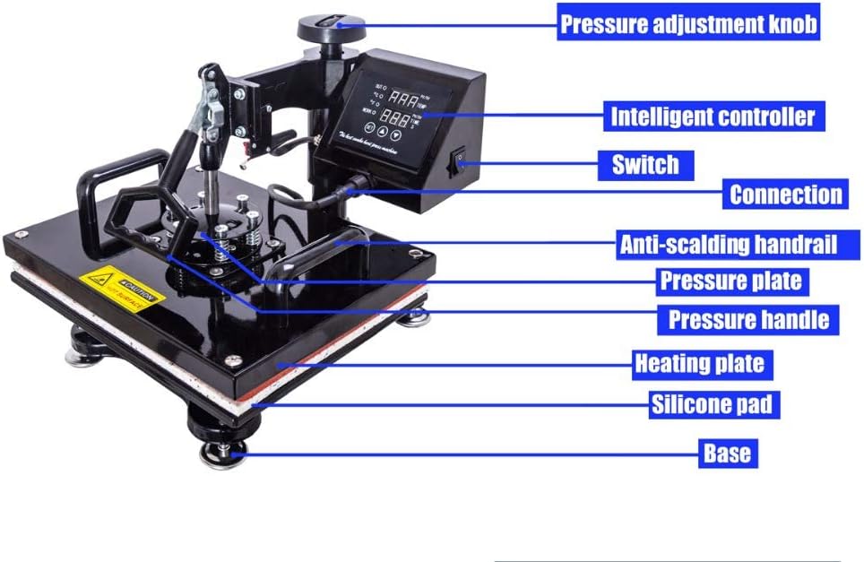 SISHUINIANHUA 38X38 5 in 1 Combo Heat Press Machine,Sublimation/Heat Press,Heat Transfer Machine for Mug/Cap/T Shirt/Phone Cases,US1