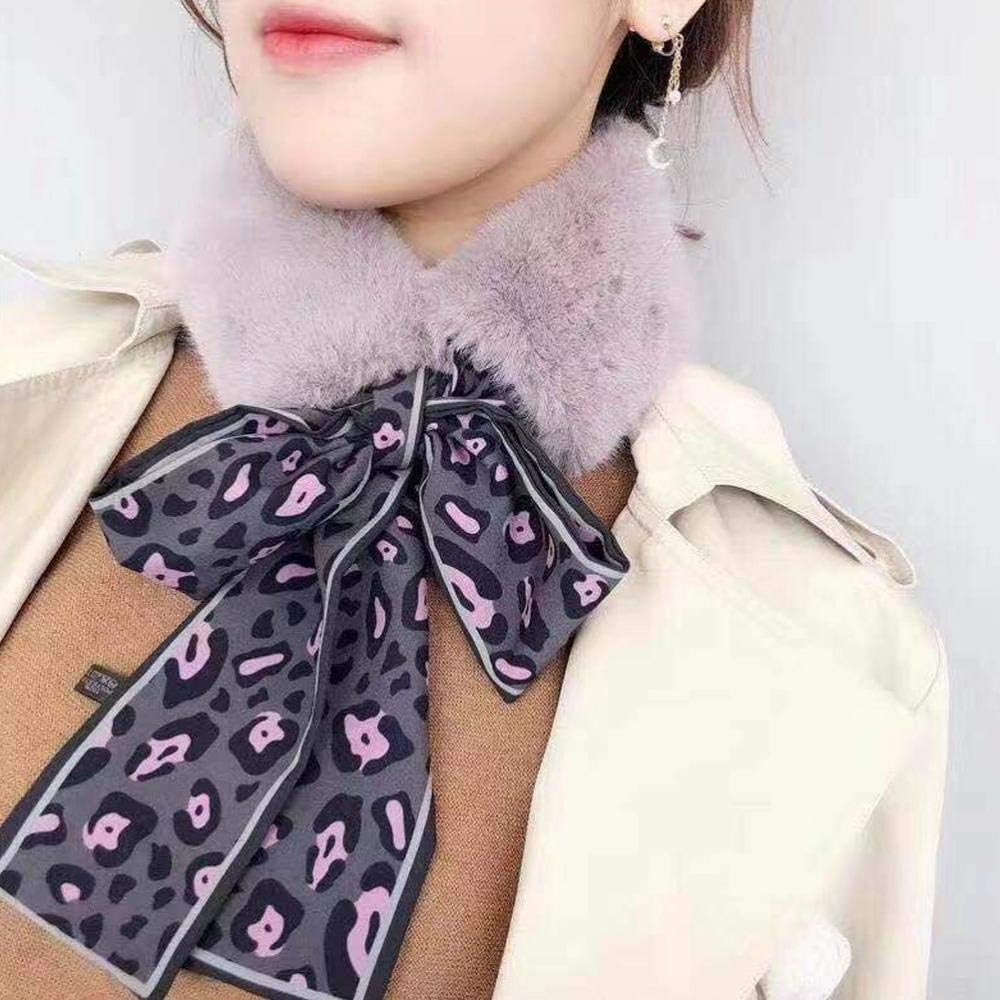 2 Stücke Mode Weiche Frauen Faux Kaninchen Pelz Kragen Schal Plüsch Seide Leopard Warme Winter Schal Wrap Elegante Mädchen Damen Schals, Pompon Khaki