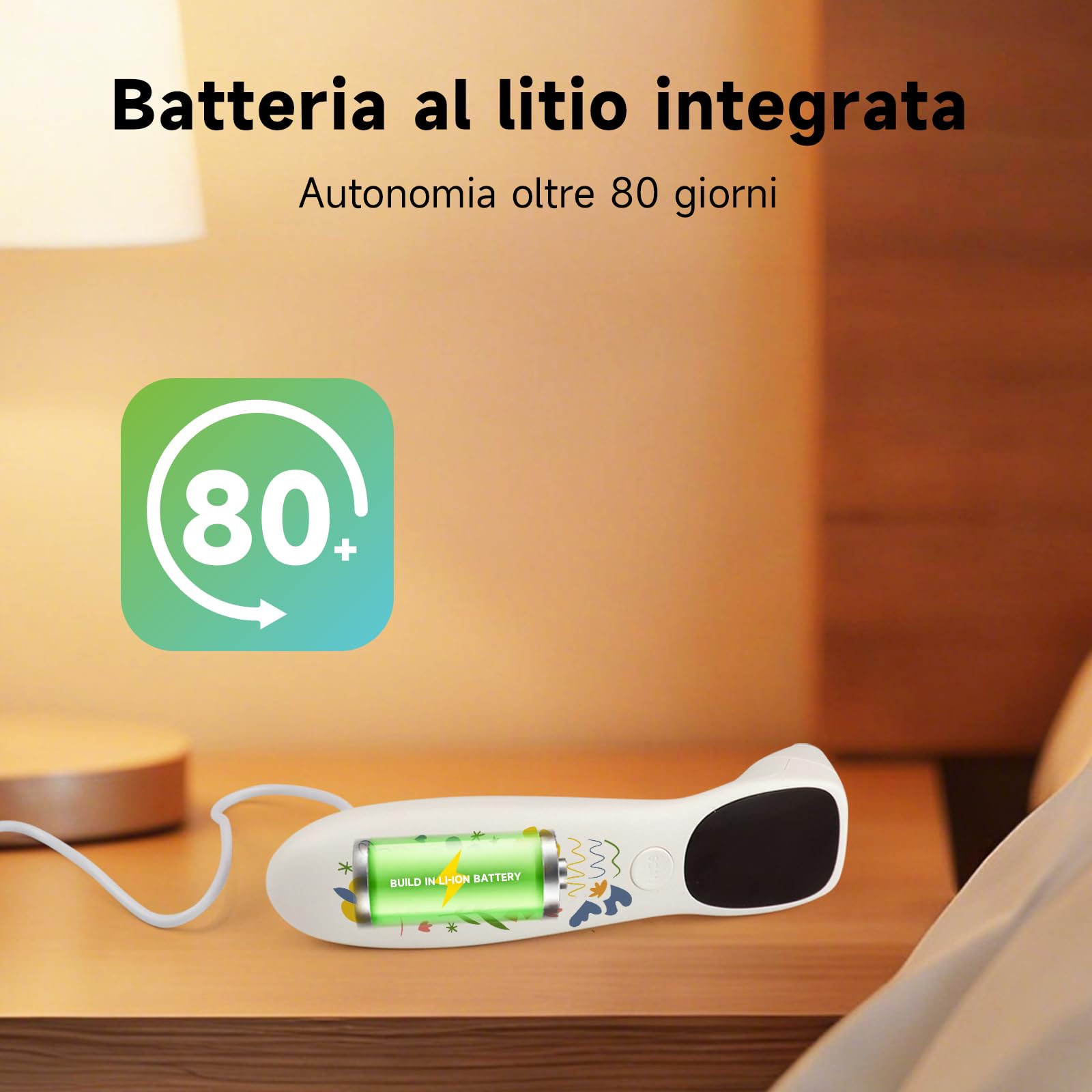 Design unico disegnato a mano | Termometro digitale senza contatto e auricolare – adatto per adulti e neonati, con funzione memoria (fiore)