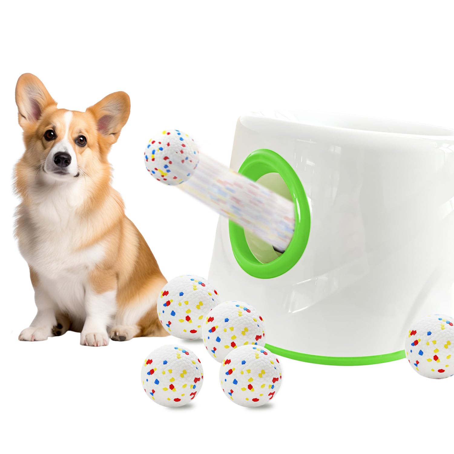 FIRE HIVE Automatic Dog Ball Launcher,Ball Launcher for Dogs with 10-30 Ft Launch Distanc,Indoor & Outdoor Universal Small and Medium-Sized Dog Interactive Toy,With 3 PCS 2" Tennis Balls