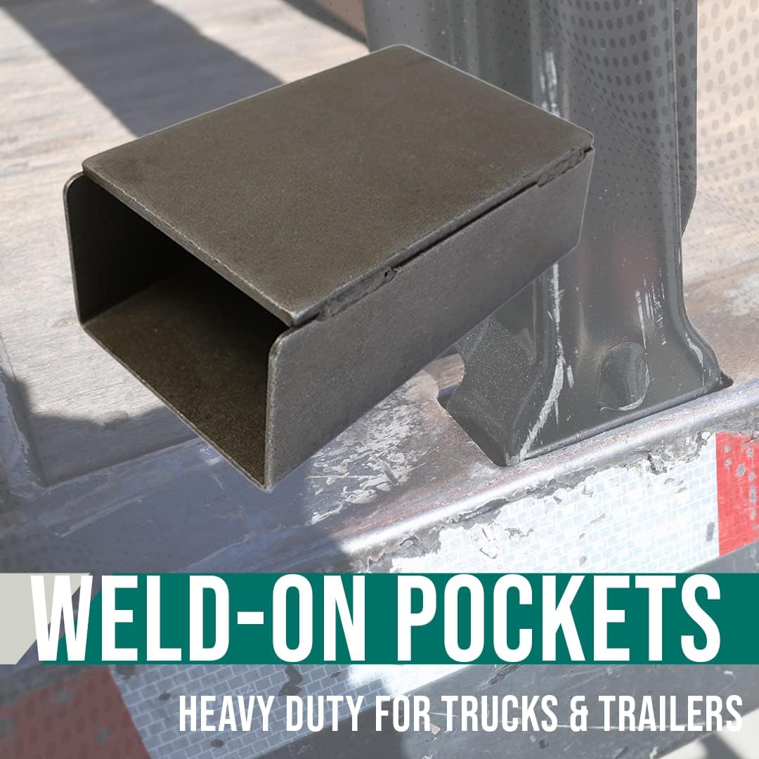 Boxer 4 Pack Utility Truck Stake Pocket Sleeve Weld On for Flat Bed Trucks and Trailers - Boxer Style Flem
