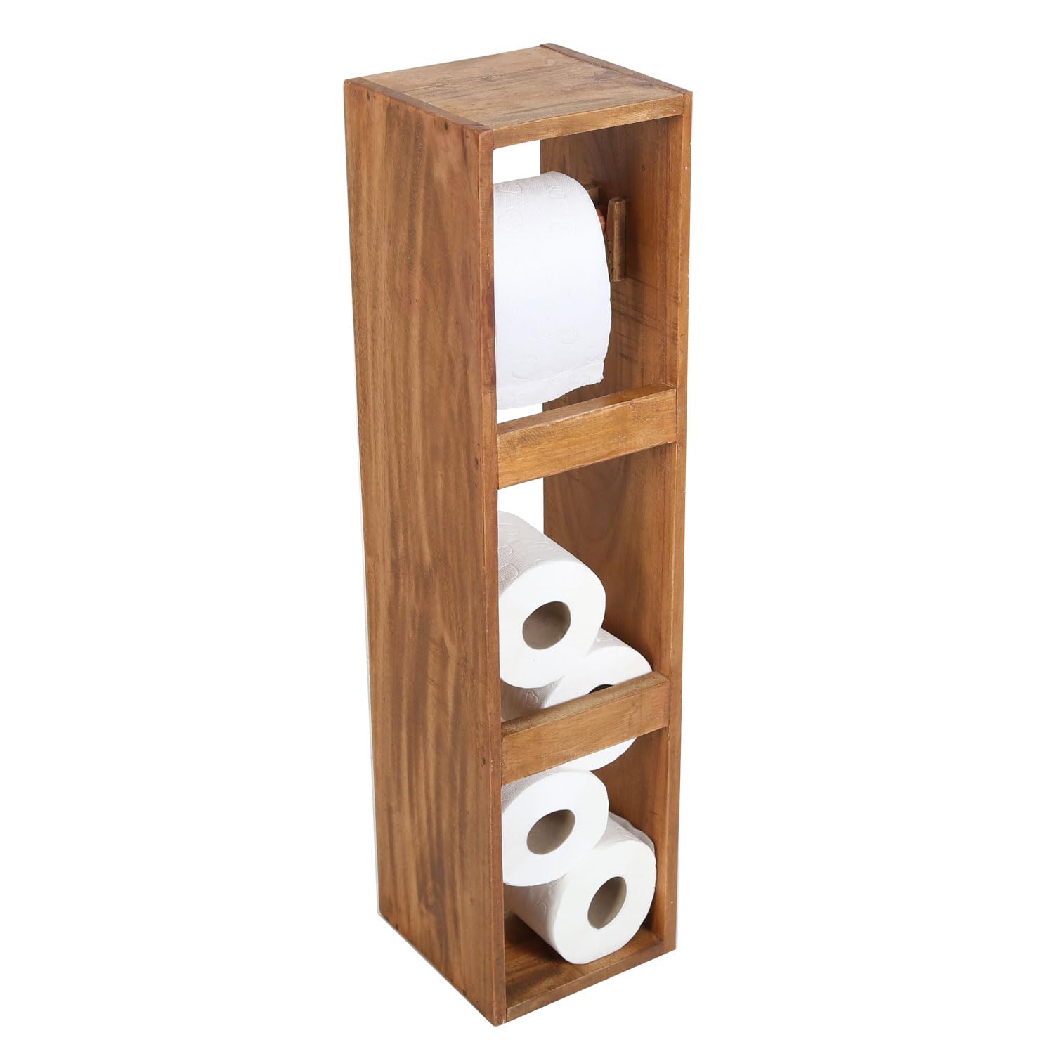 Casa Moro Uchwyt na papier toaletowy Elisa zestaw do WC z recyklingowanego drewna tekowego, uchwyt na zapasowe rolki, stojak bez wiercenia NUA045