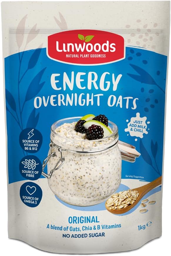 Linwoods Original Energy Overnight Oats | 1kg Porridge Oats | Healthy Breakfast Food | Vegan Friendly & Gluten Free