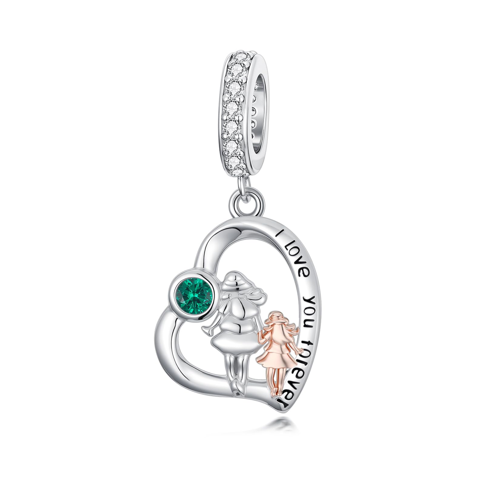 PROESS Father Mother Daughter Charm fit Charms Bracelet Sterling Silver Charms for Bracelets Birthday Valentines Day Gifts for Daughter Mother Lover