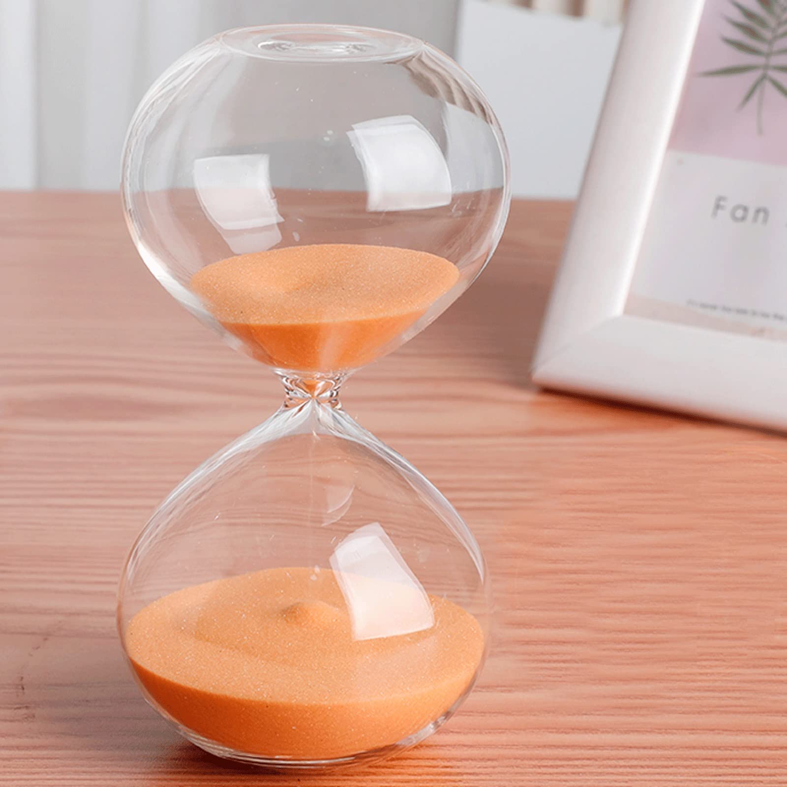 timer， 45/60 Minutes Timer Portable Sand Large,Colorful Glass Sandglass Hourglass Clear Smooth Measures(Oranje,45 minutes(14.5 * 7.5cm))