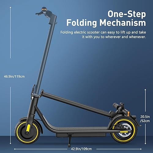 Miniatura 3 de Scooter eléctrico plegable para adultos jóvenes, hasta 19 millas por hora y rango de 13 a 21 millas, motor de 500 W con neumáticos sólidos de 10