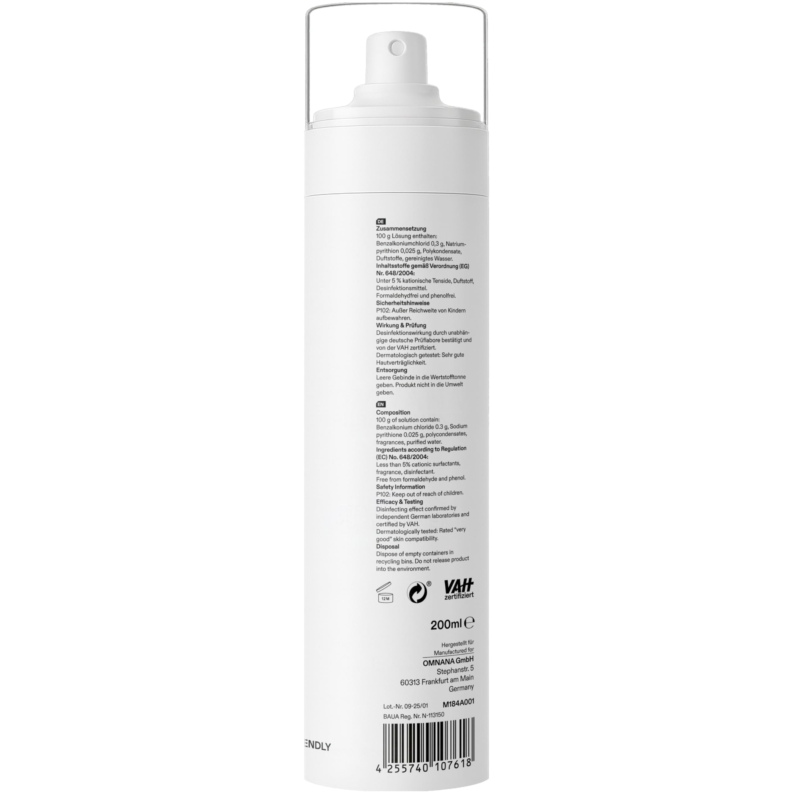 Premium Sports Cleaner – Universal Reiniger & Desinfektionsmittel für Sport-Equipment, alkoholfrei & vegan, bis zu 7 Tage antimikrobieller Schutz, Made in Germany (200 ml)