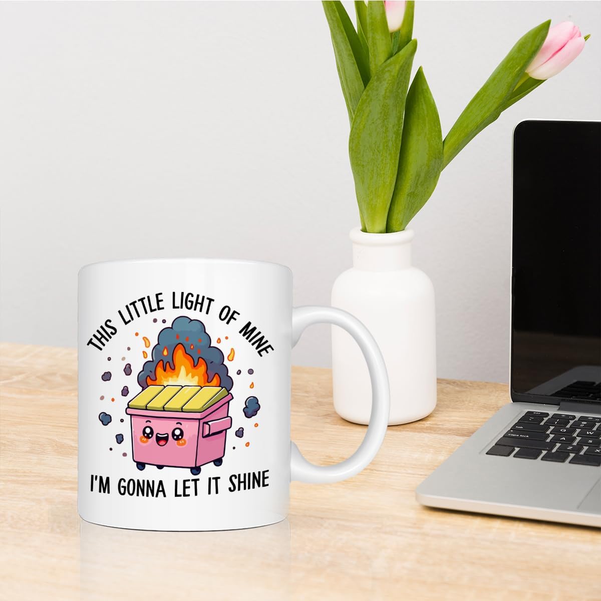 Funny Dumpster This Little Light of Mine Dumpster Fire Gifts Funny Office Gifts for Coworkers Colleague Boss Manager Friend Inspirational Coffee Mug 11 Oz Mug - Image 4
