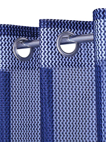 Image of Set of 2 Pcs Sheer Premium Lightweight Tissue Fabric Solid Blue Color Eyelet Door Curtain, 2 Pc Door Curtain 7ft