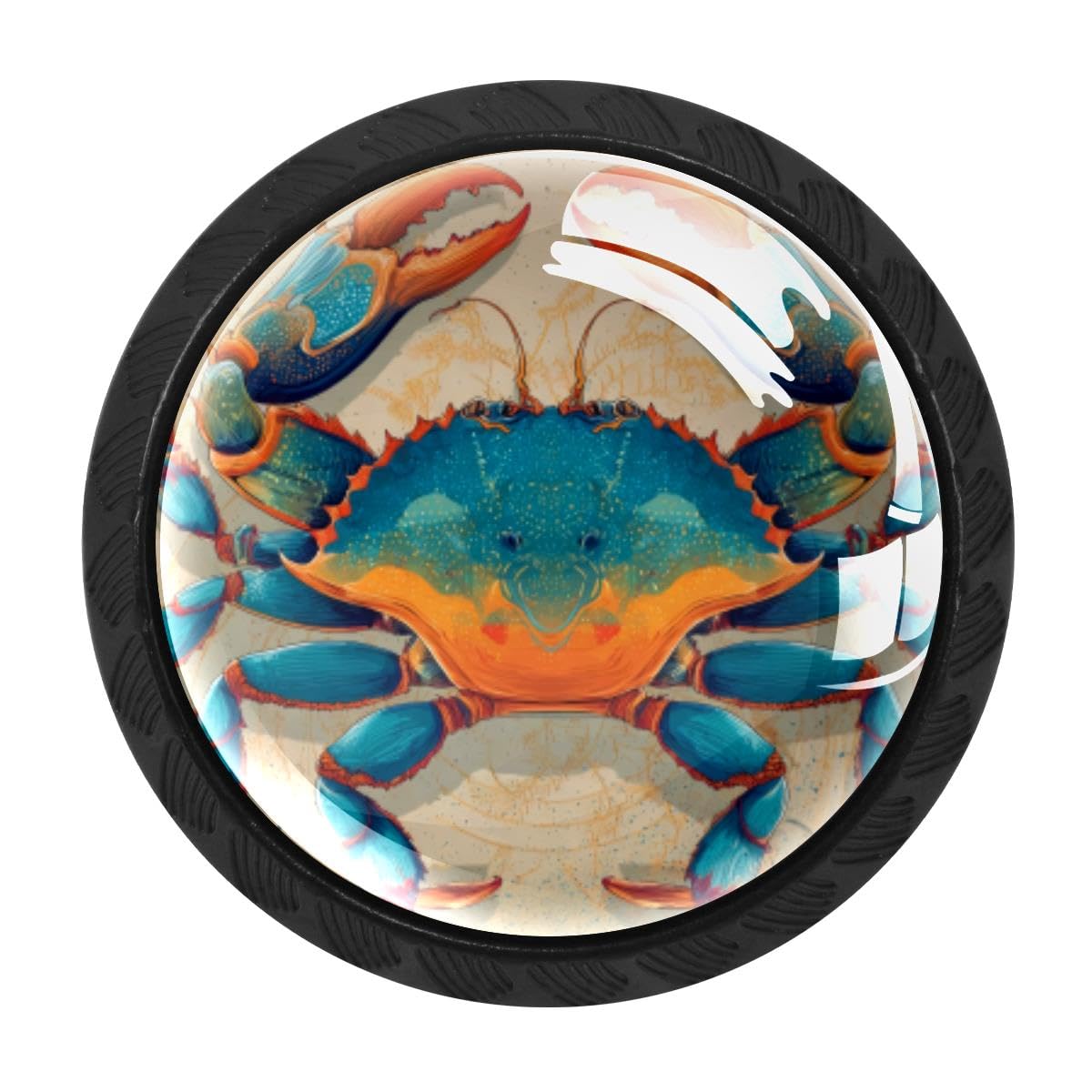 HEOEH 4 PCS Kitchen Cabinet Knobs, Ocean Crab Drawer Knobs Dresser Handles