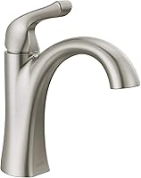 Delta Arvo Brushed Nickel Single Hole Bathroom Faucet with SpotShield Tech & Push-Pop Drain - 15840LF-SP