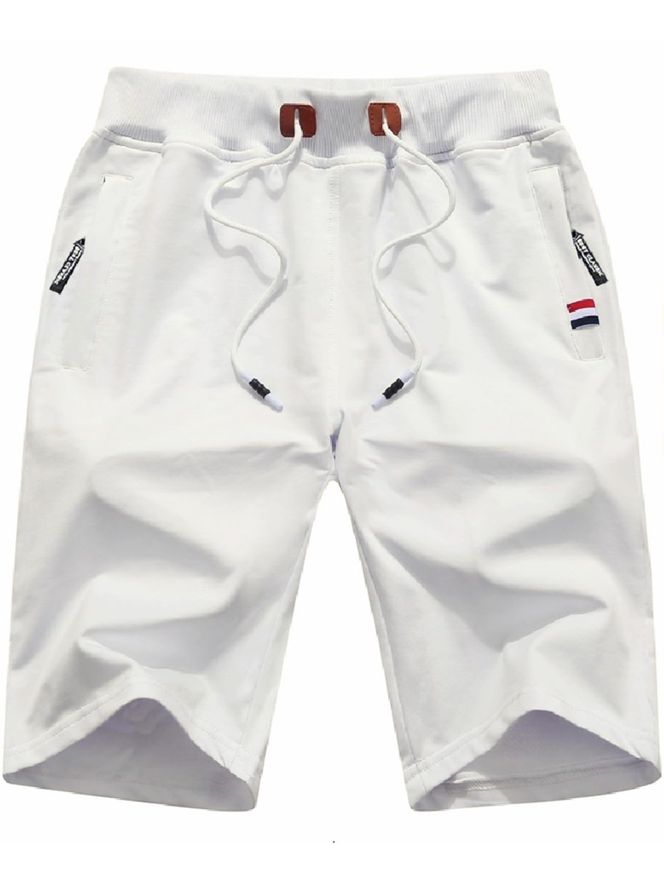 Heyigrow Mens Casual Shorts Cotton Summer Shorts Elastic Waist Drawstring with Zipper Pockets