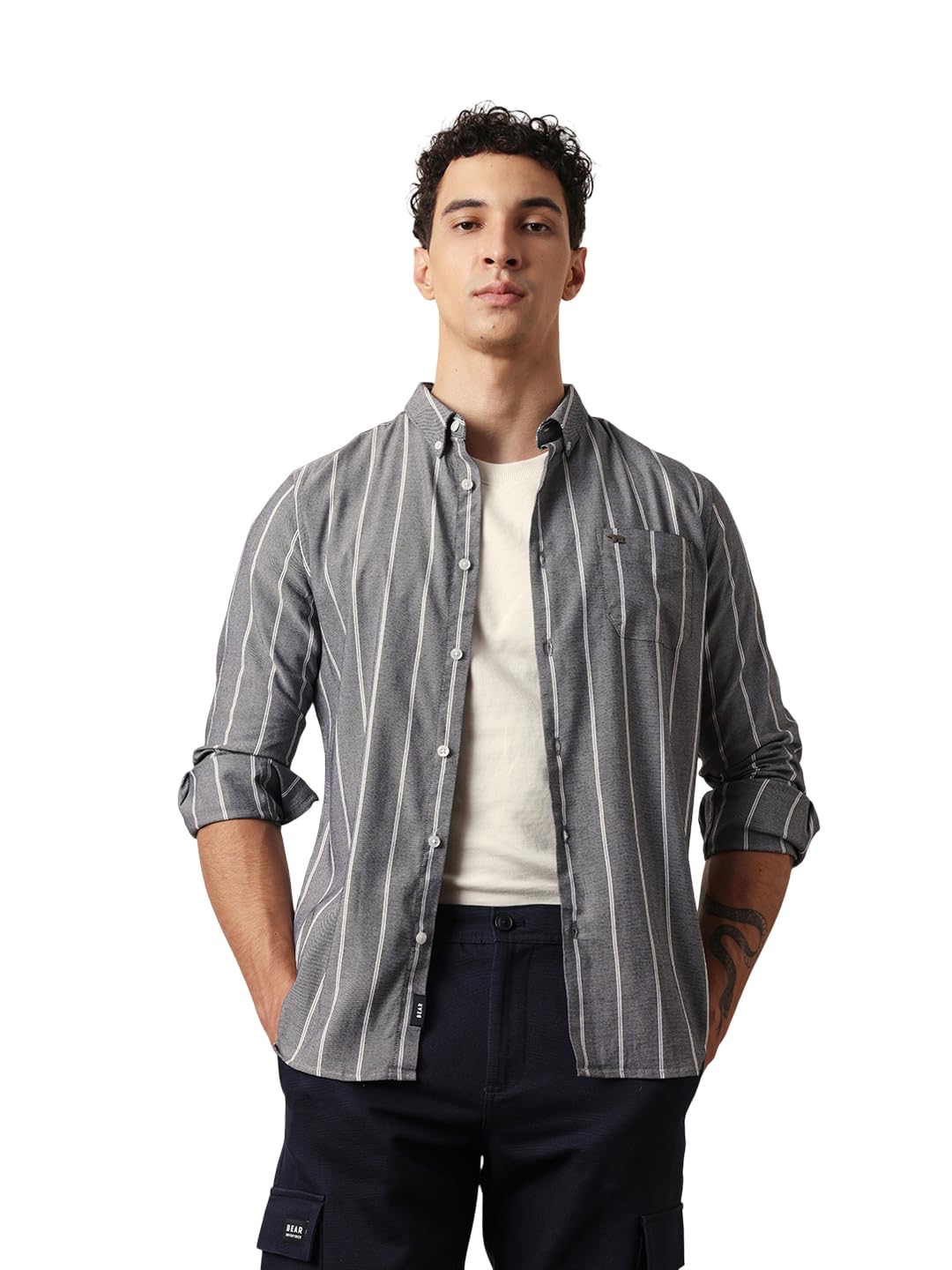 the bear house Men’s Striped Casual Shirt | Full Sleeves | Soft & Breathable Cotton Blend | Stylish Modern Fit for Everyday Wear-picture-26