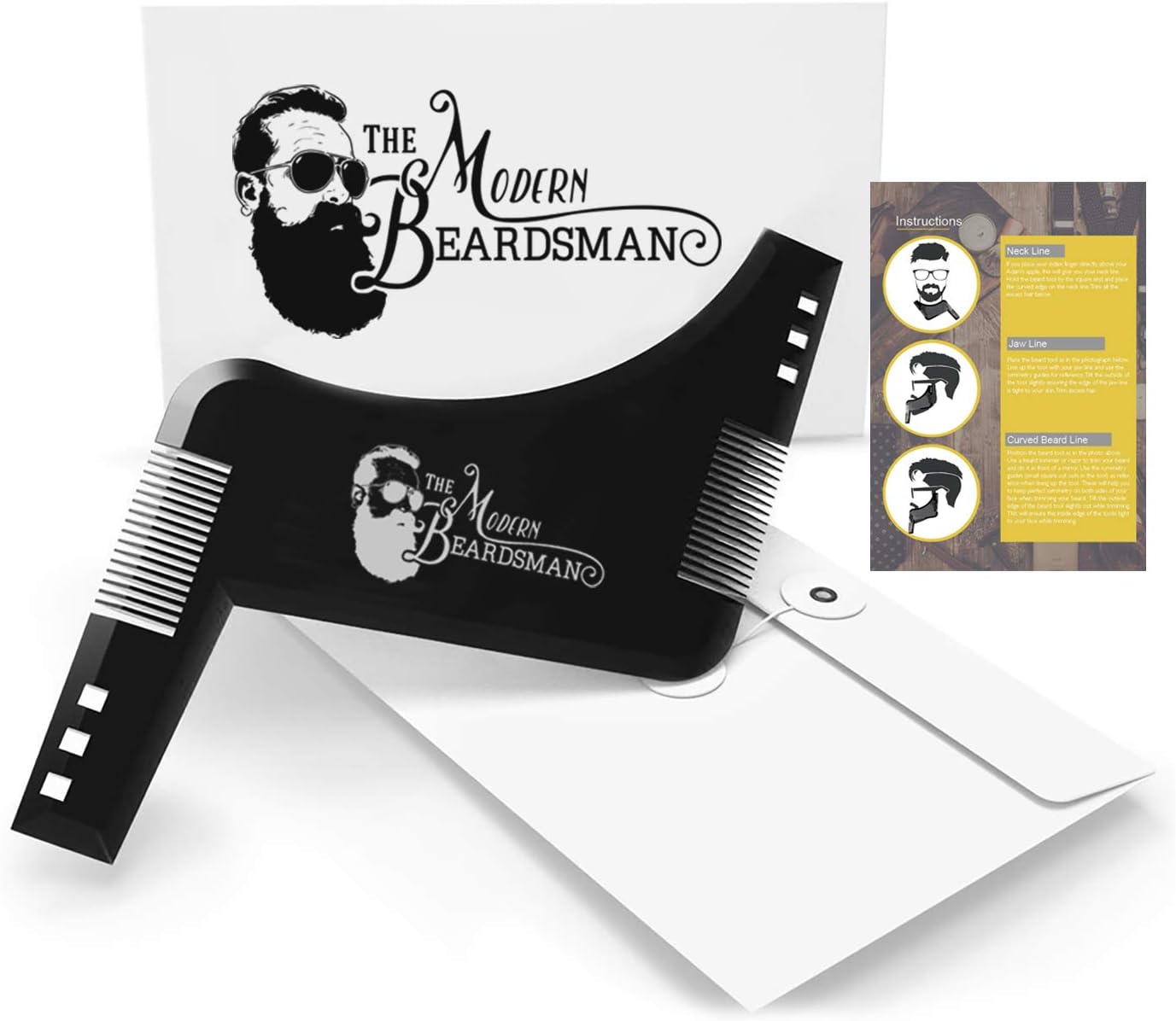 The Modern Beardsman Classic Beard Shaping Tool. Beard Shaper with Built in Beard Comb. The Perfect Beard Template to use with Your Beard Trimmer.