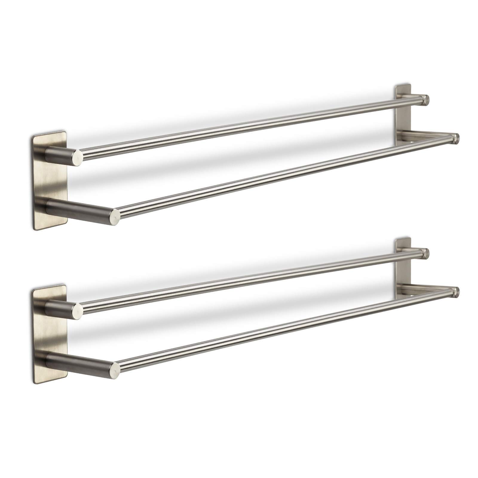 2 x Hakenleiste TALIDA Edelstahl selbstklebend mit 3M Klebepad (Länge: 735 mm/Stangen-Ø 12 mm) inkl. 3 S-Haken für Küche und Bad Garderobe von SO-TECH®