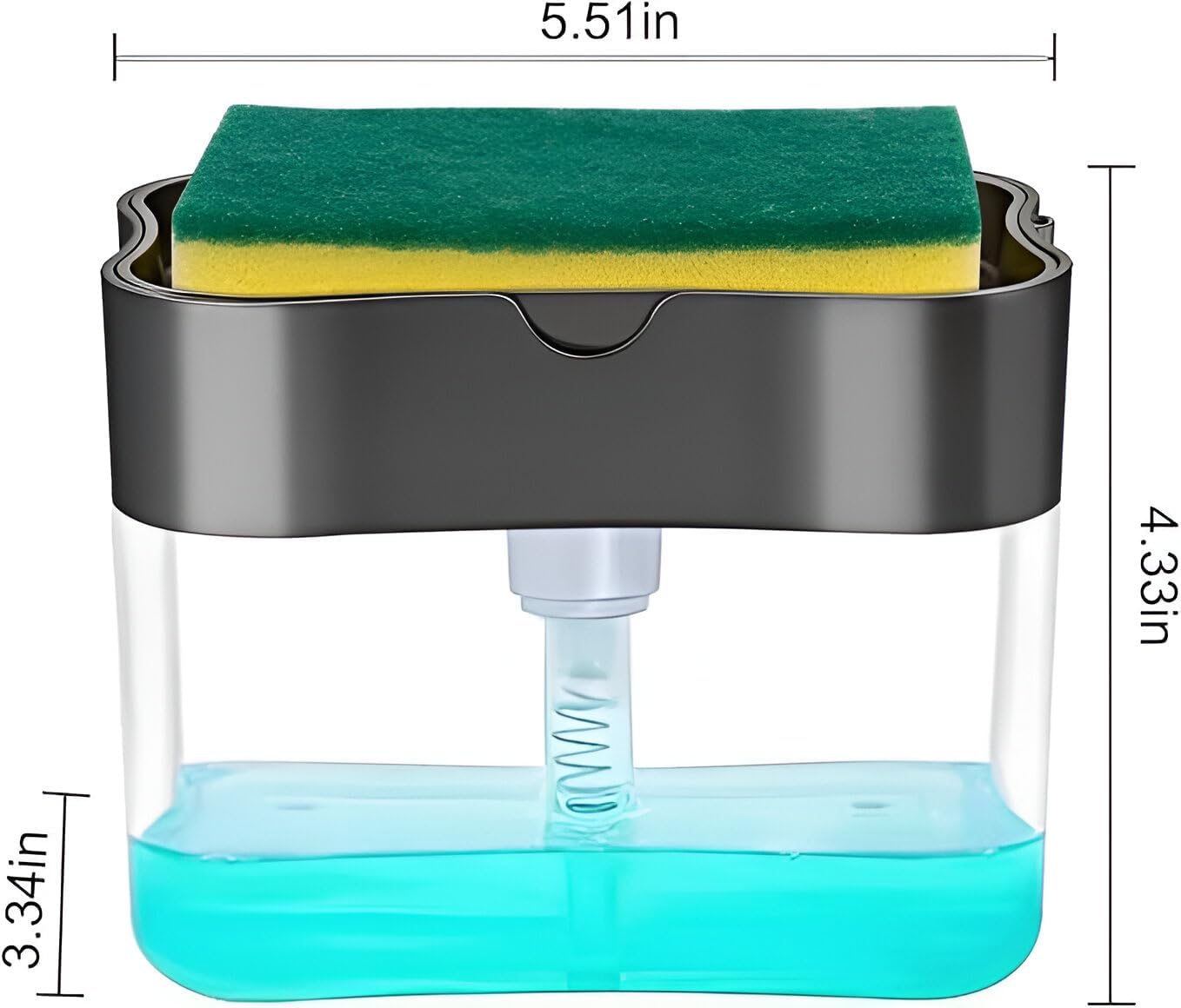 2-in-1 Soap Dispenser with Sponge Holder - Liquid Soap Pump for Bathroom & Kitchen Sink Accessories, Dishwasher Liquid Holder & Dishwashing Soap Dispenser 1