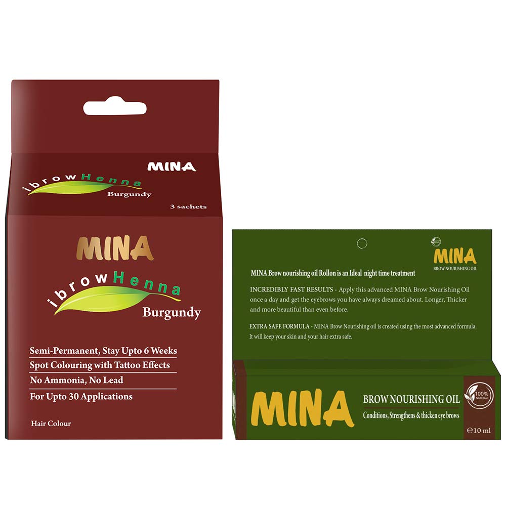 MINA ibrow Professional Hair Color Kit Regular Pack Burgundy (Burgundy with Nourishing Oil)