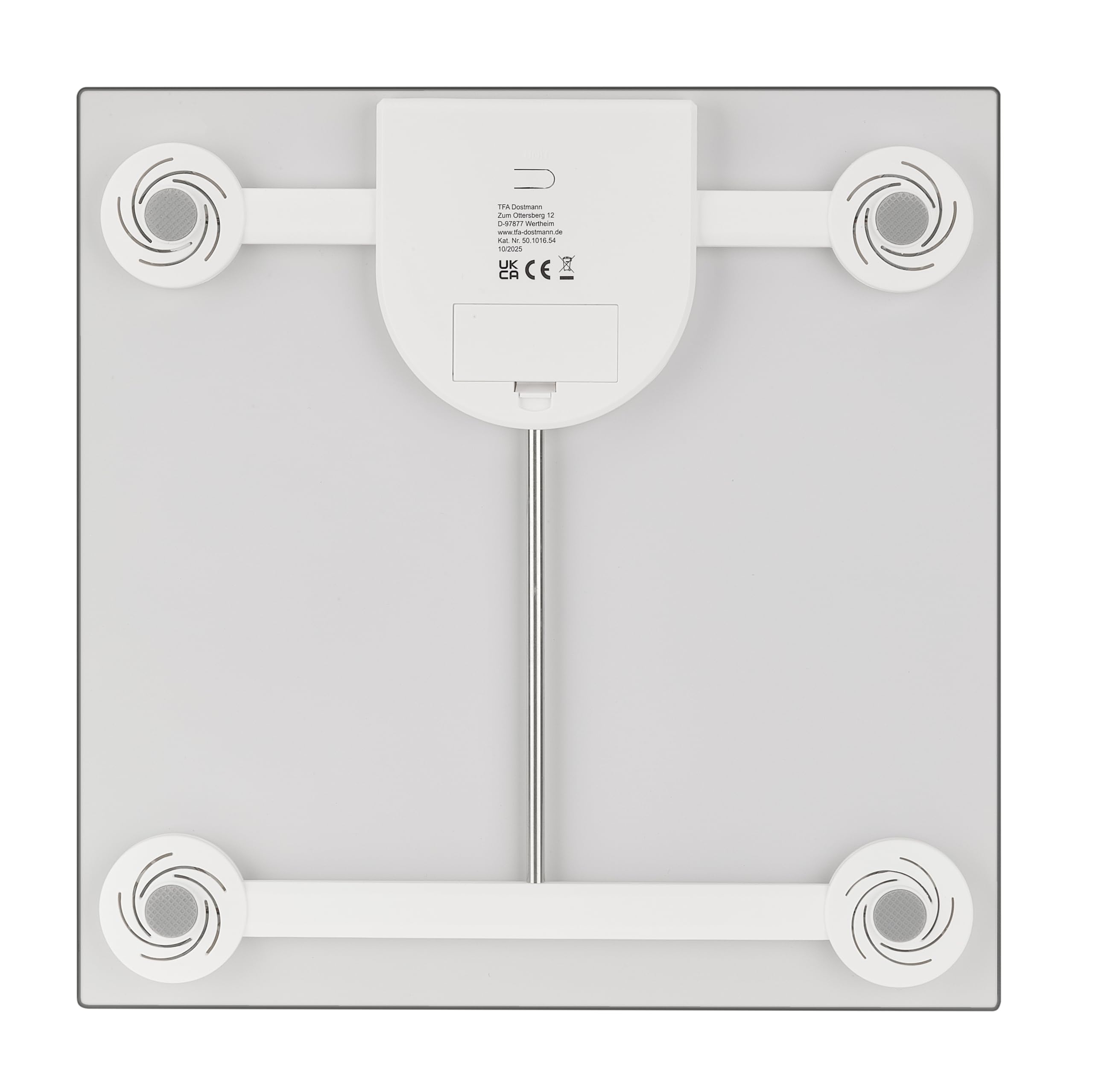 TFA Dostmann Personas Báscula digital Step Steel con pantalla invertida, 50.1016, plana con superficie de acero inoxidable, báscula de hasta 180 kg, Auto-On-Off, gran superficie de pie, color plateado