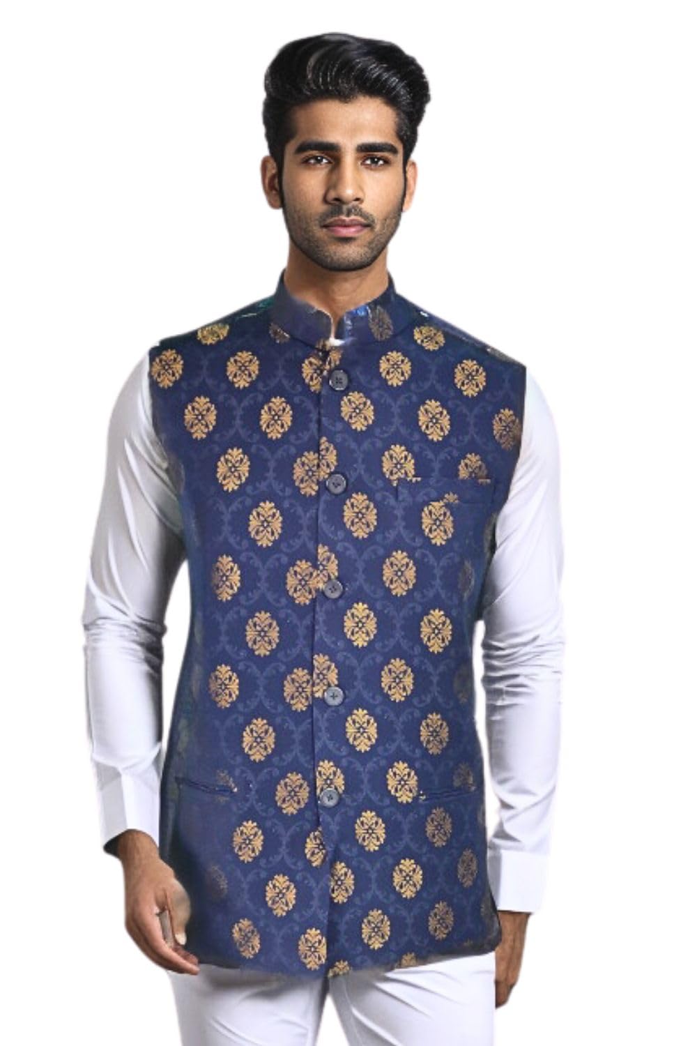 blacksmith Big Floral Design Jacquard Nehru Jacket for Men - Wedding Jacket for Men-picture-56