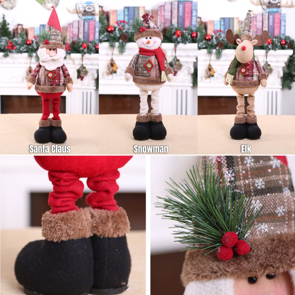 Grand Animal En Peluche Festif - Père Noël, Bonhomme De Neige Et élan - Figurines De Noël Debout