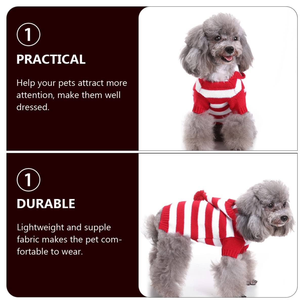 POPETPOP 3pezzi Maglione Natalizio per Cani Maglia Abbigliamento per Animali Domestici Comodo e Leggero per Passeggiate e Foto Taglia