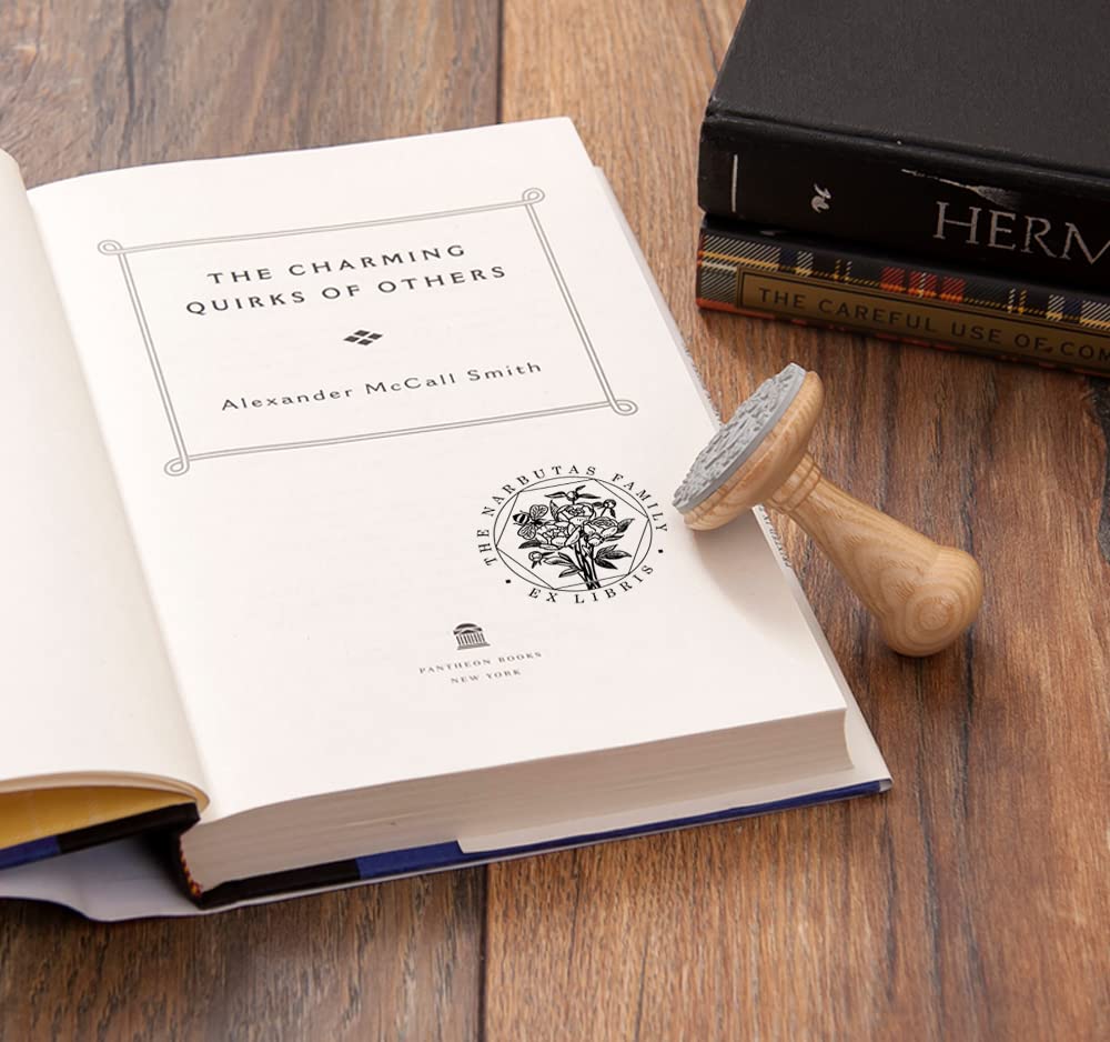 Peonia Ape Ex libris Timbro Personalizzabile, Bouquet Fiori Nido d'Ape Bordo Esagonale Hexagon, Fatto a Mano Legno in Scatole Regalo