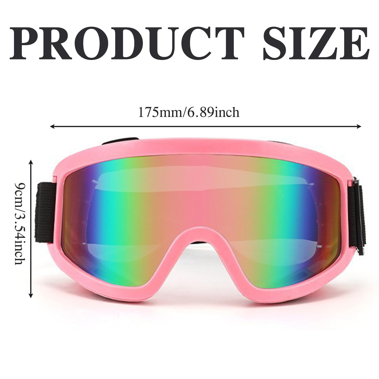 Anti-Buée Lunette de Ski, Anti-UV Lunette Ski, Réglable Lunettes de Ski Homme Femme, Lunettes Ski pour Porteurs de Verres pour Activités de Plein Air SkI Snowboard Cyclisme Randonnée(Rose)