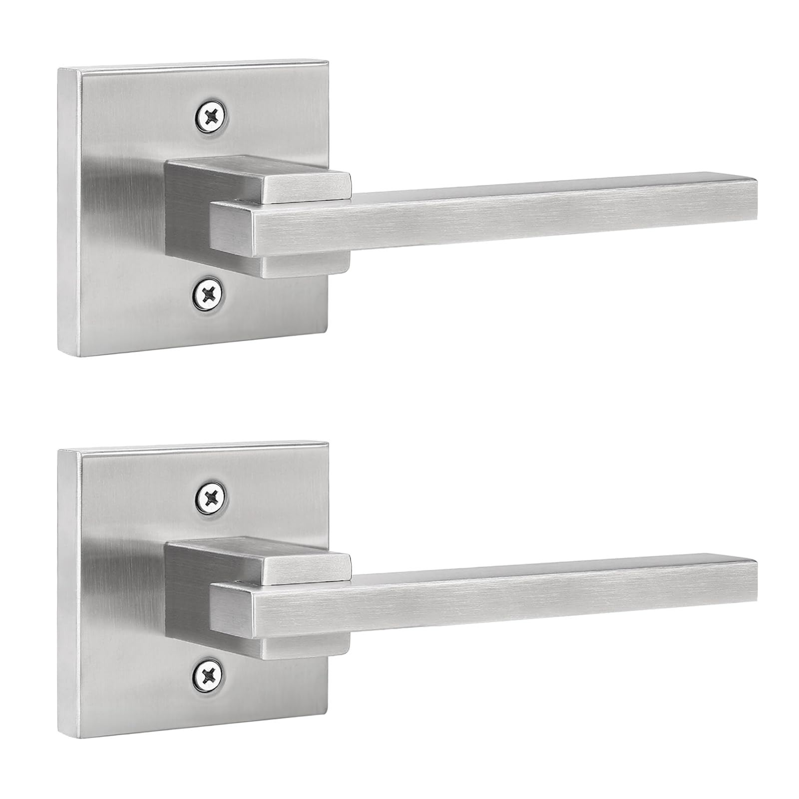Orger 1 Pack Dummy Door Handle Brushed Nickel Square Dummy Door Lever, Non-Turning Interior Closet Door Handle for Left and Right Hand